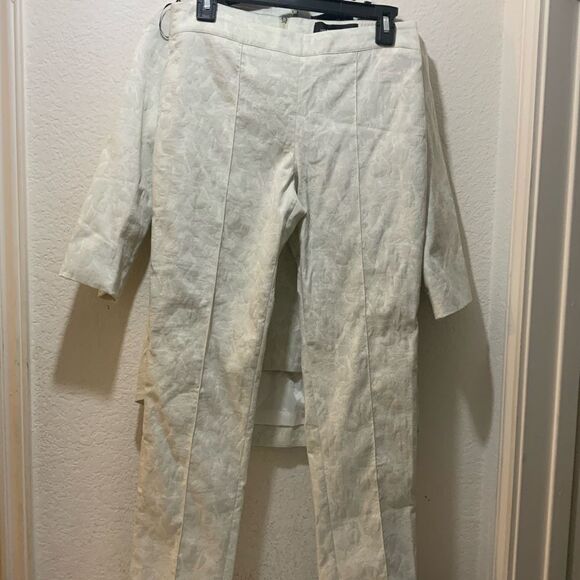 New HILTON HOLLIS 2 pcs suit light gray floral top pants size 6 - Picture 2 of 16